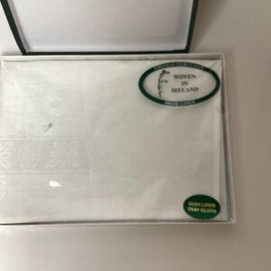 Thomas Ferguson Irish Linen Damask Tray Cloth White Harp 30x46cm 12x18in